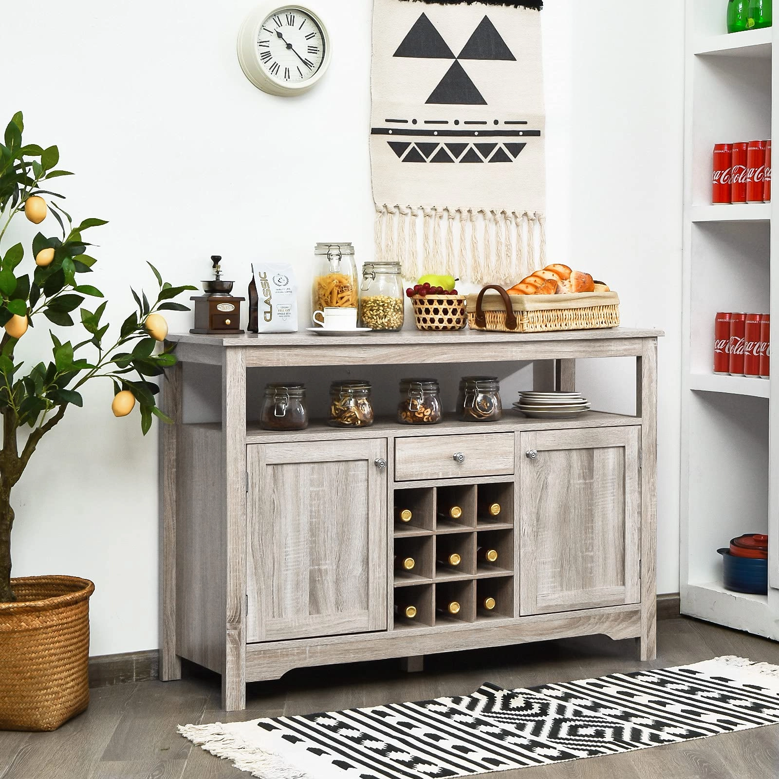 Giantex Buffet Server Sideboard, Console Table, Wood Dining Table