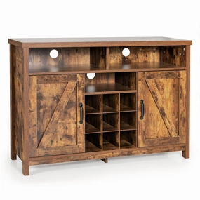 Giantex Buffet Sideboard, Farmhouse Kitchen Storage Cabinet, 9-Bottle Wine Rack & 2 Door Cabinets kitchen towel, placemats