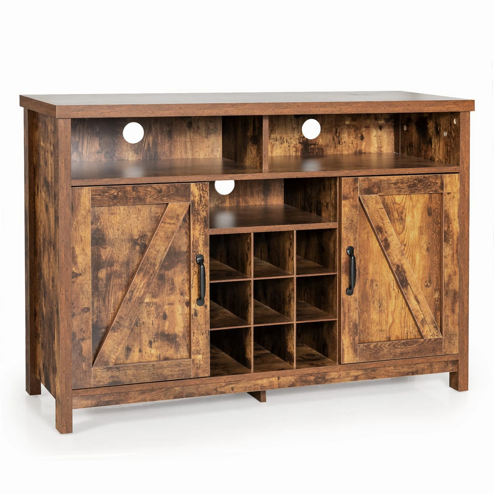 Giantex Buffet Sideboard, Farmhouse Kitchen Storage Cabinet, 9-Bottle Wine Rack & 2 Door Cabinets kitchen towel, placemats