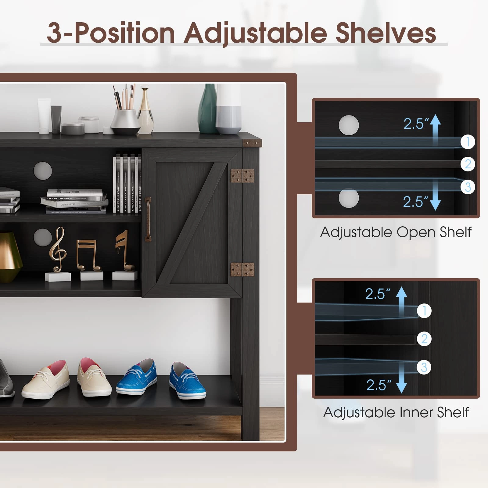 Giantex Buffet Sideboard, Farmhouse Wood Cupboard w/ 2 Storage Cabinets & 2-Tier Open Shelf