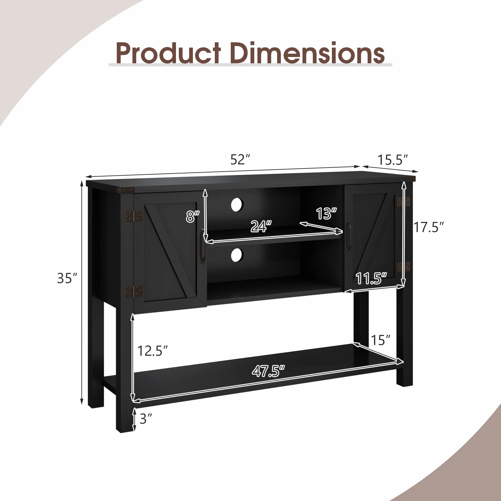 Giantex Buffet Sideboard, Farmhouse Wood Cupboard w/ 2 Storage Cabinets & 2-Tier Open Shelf