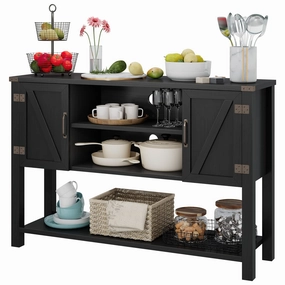 Giantex Buffet Sideboard, Farmhouse Wood Cupboard w/ 2 Storage Cabinets & 2-Tier Open Shelf kitchen towel, placemats