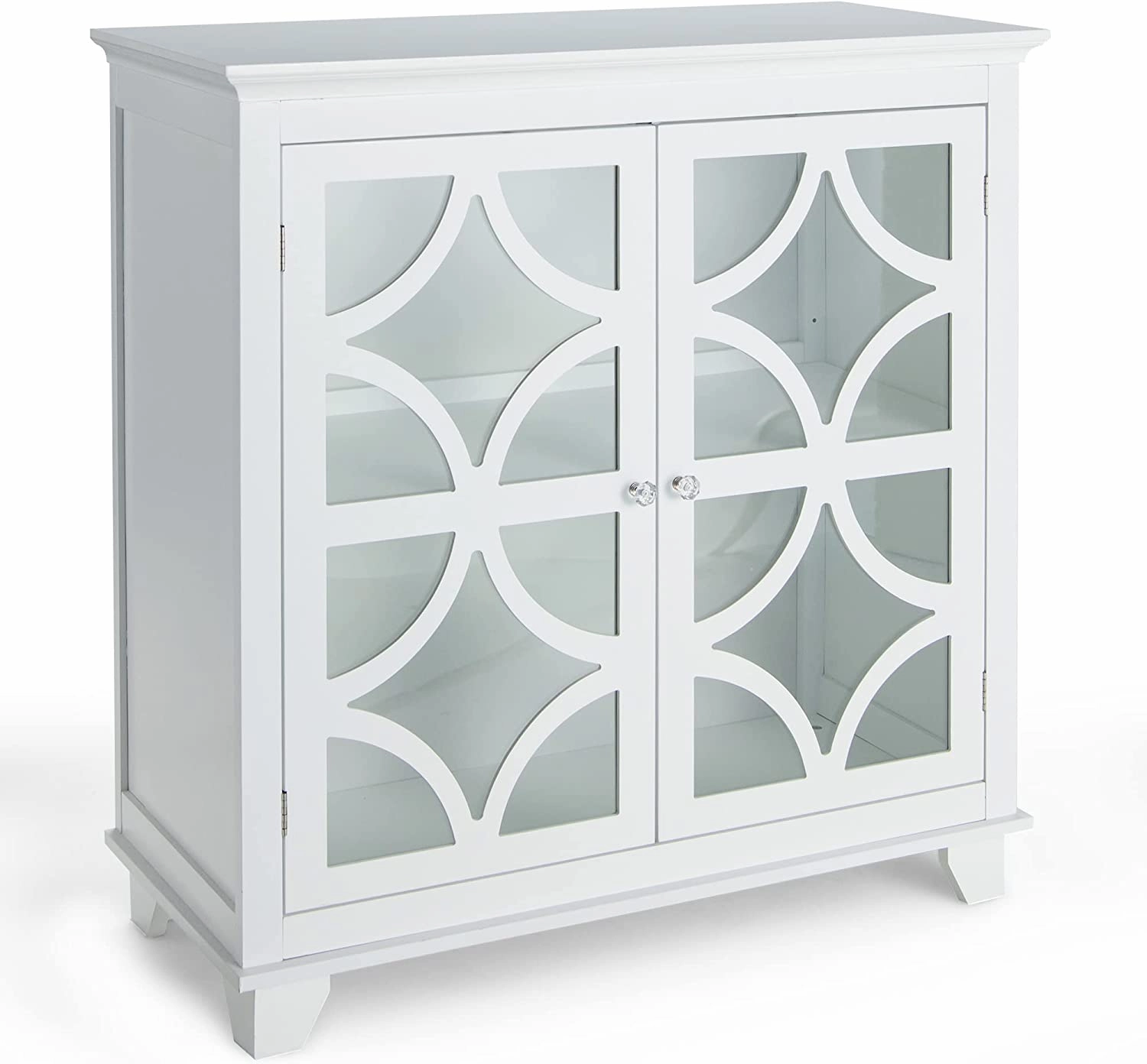 Giantex Buffet Sideboard, Freestanding Kitchen Cupboard w/Adjustable Shelf, 2 Decorative Glass Doors