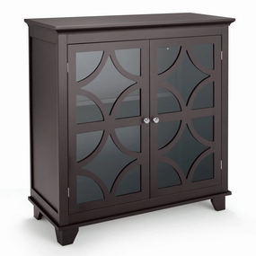 Giantex Buffet Sideboard, Freestanding Kitchen Cupboard w/Adjustable Shelf, 2 Decorative Glass Doors kitchen towel, placemats