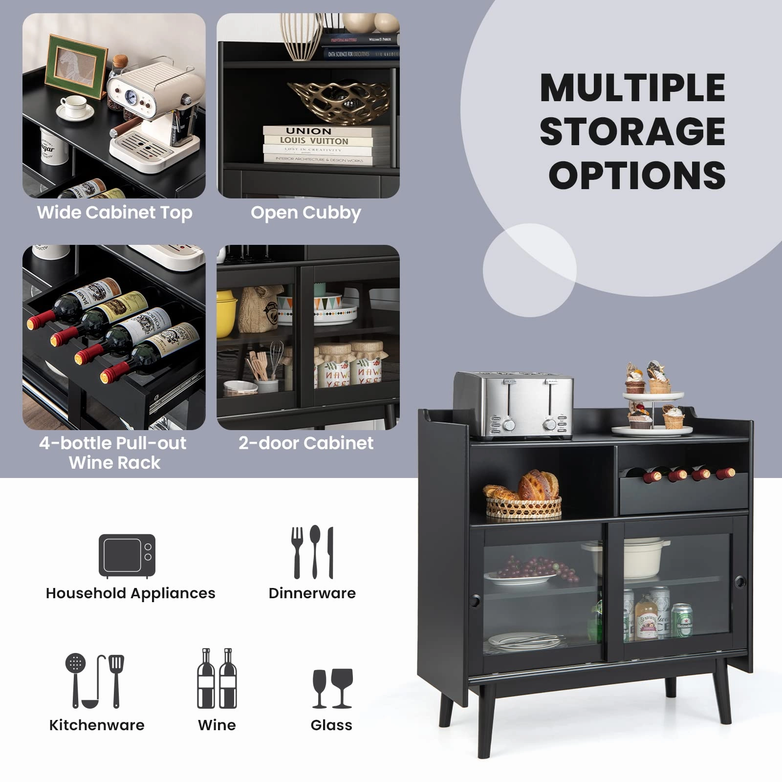 Giantex Buffet Sideboard, Modern Coffee Bar Storage Cabinet
