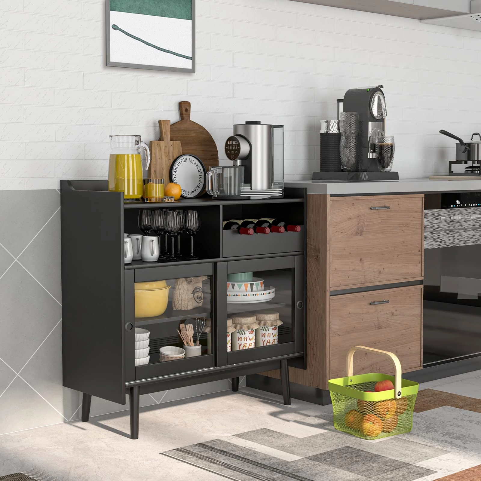 Giantex Buffet Sideboard, Modern Coffee Bar Storage Cabinet