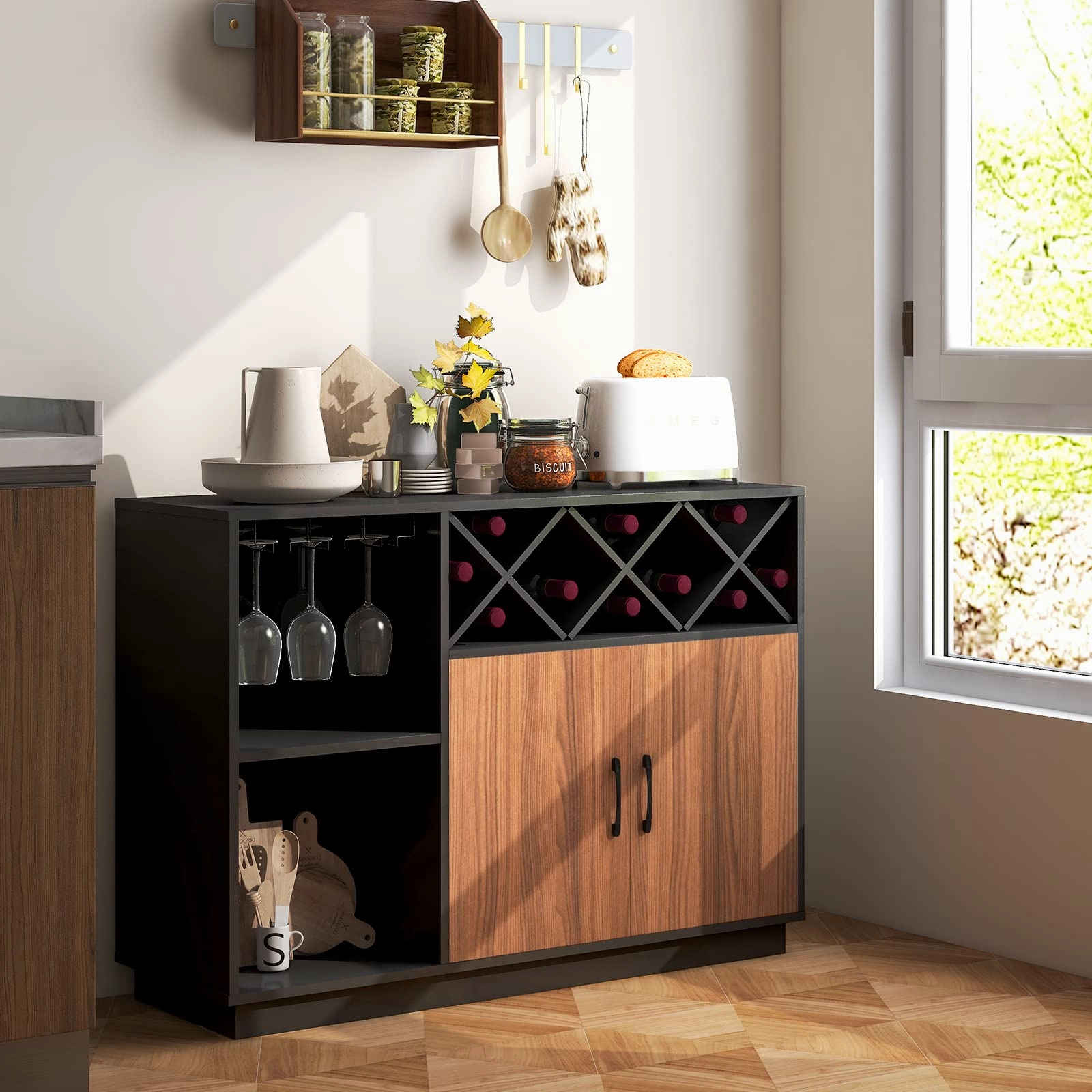 Giantex Buffet Sideboard, Wine Bar Base Cabinet 45X15x32