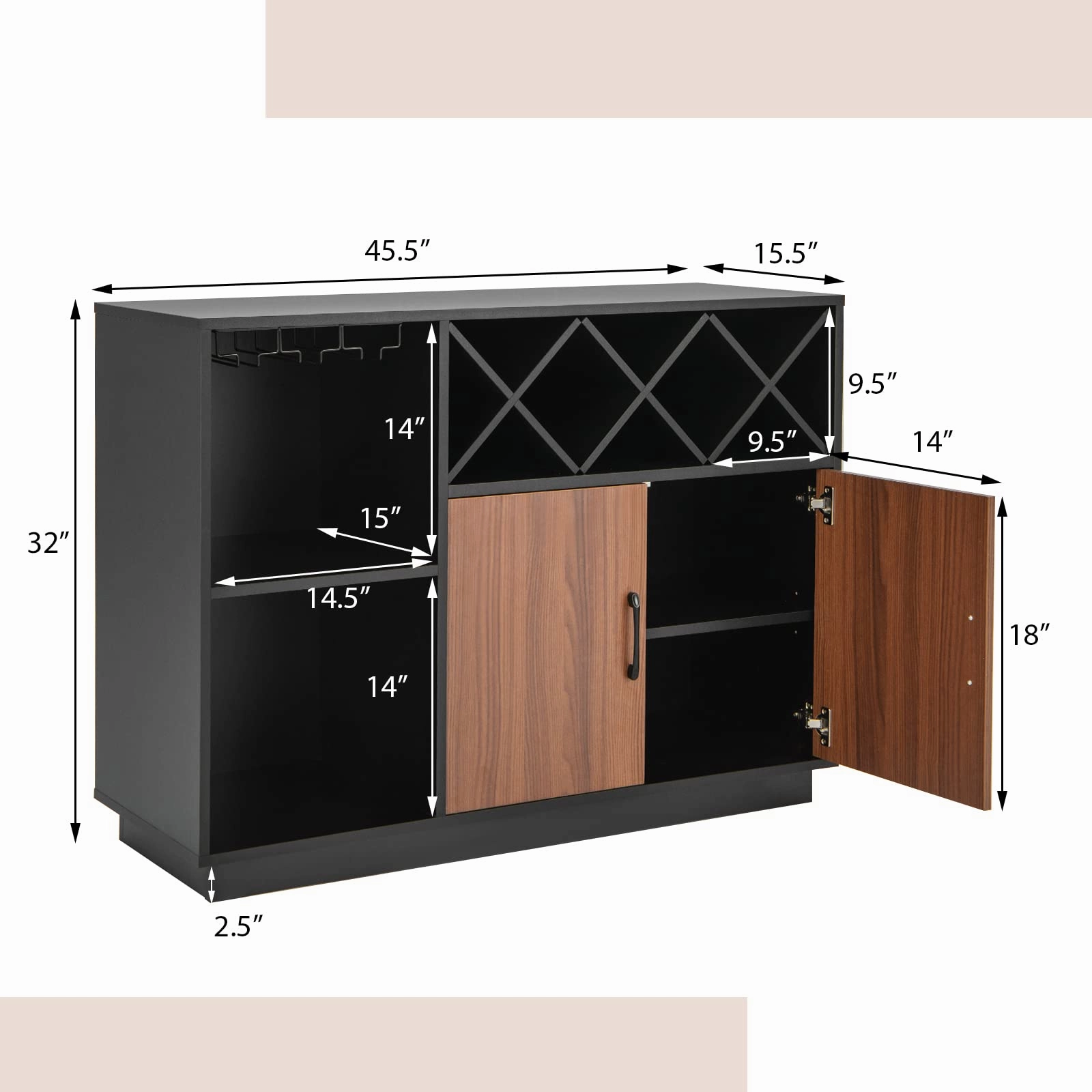 Giantex Buffet Sideboard, Wine Bar Base Cabinet 45X15x32
