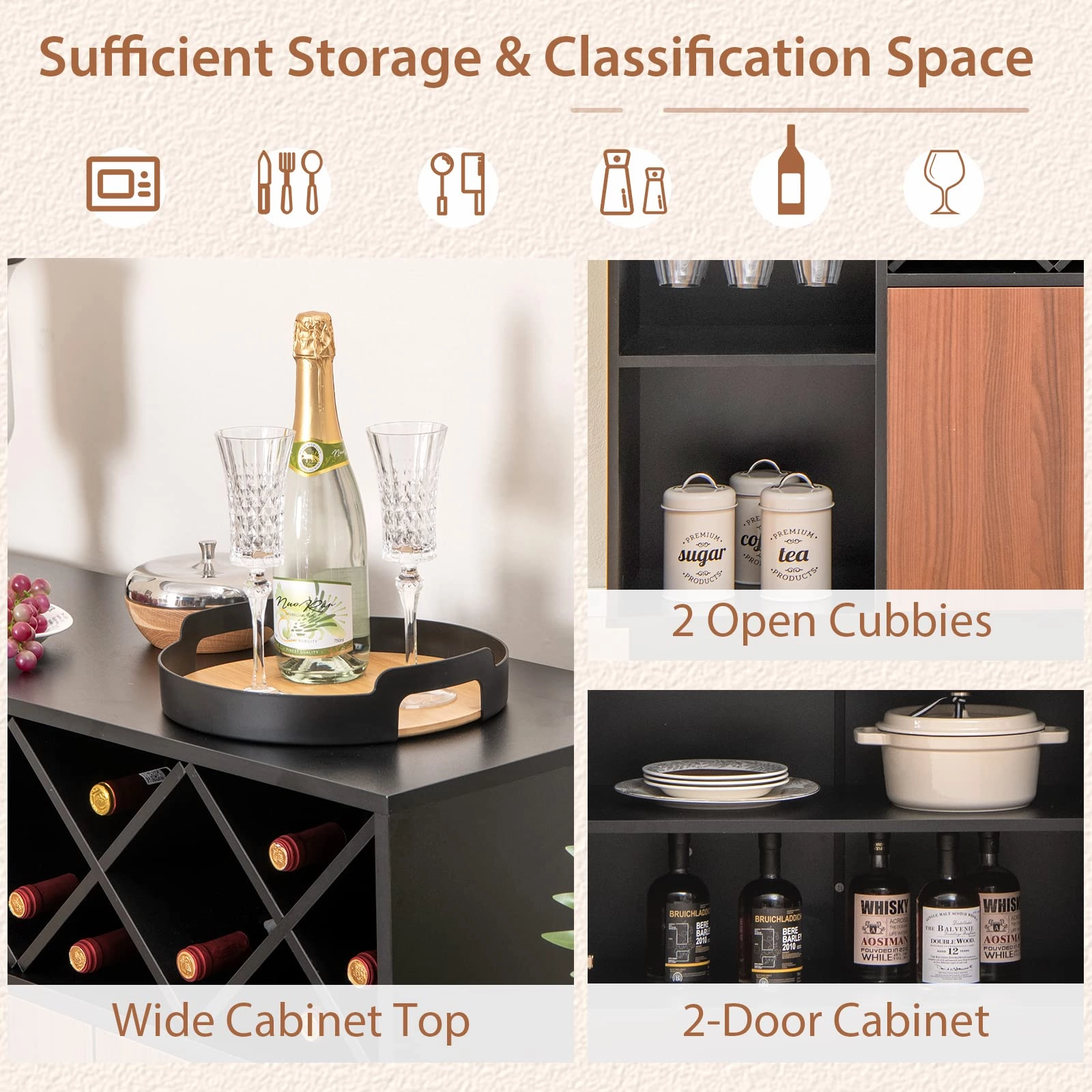 Giantex Buffet Sideboard, Wine Bar Base Cabinet 45X15x32
