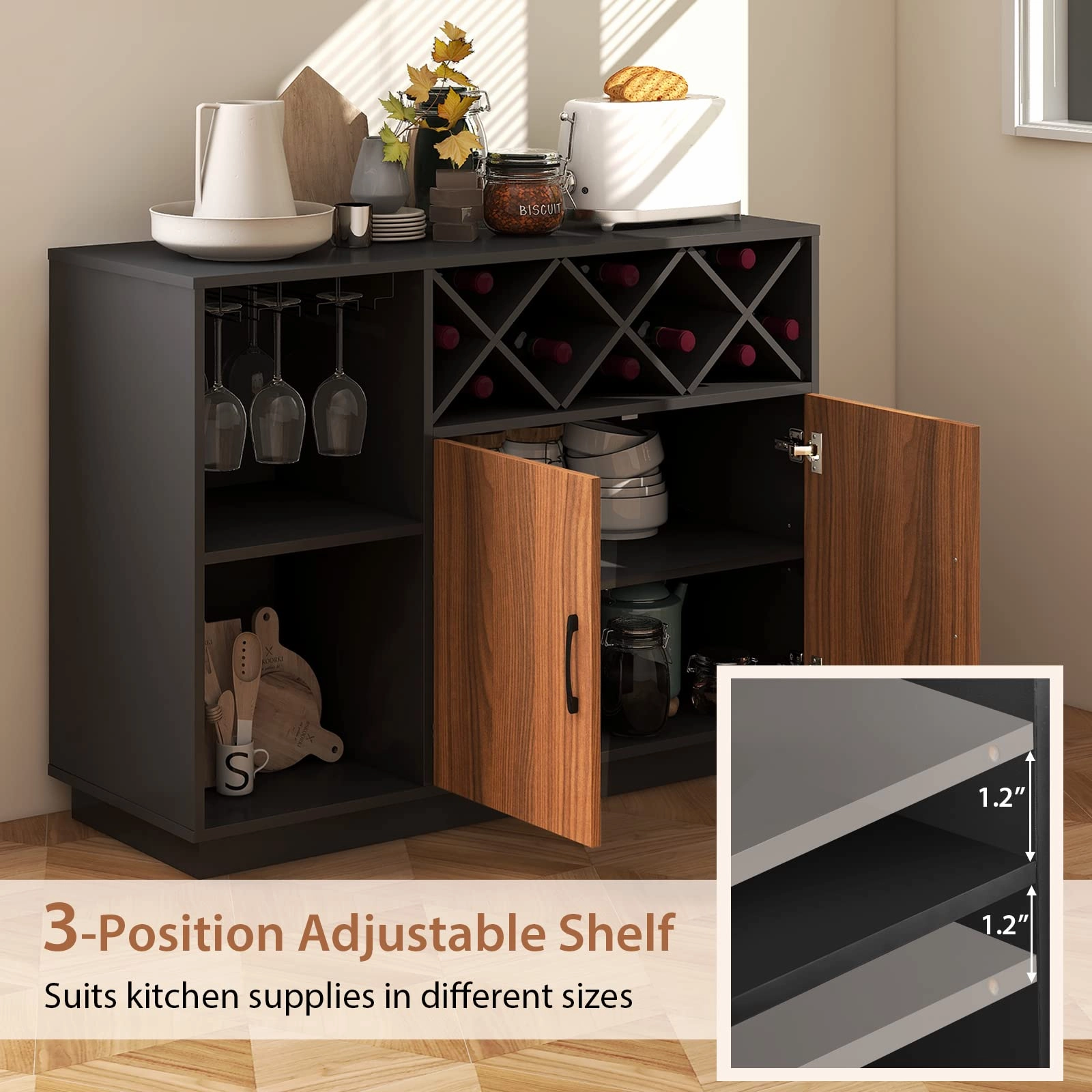 Giantex Buffet Sideboard, Wine Bar Base Cabinet 45X15x32
