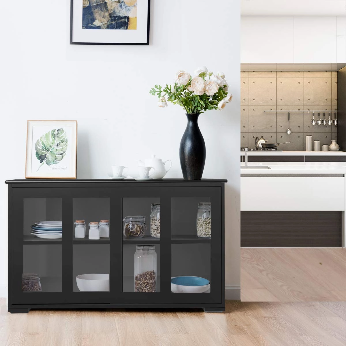 Giantex Buffet Sideboard, Wood Credenza with Sliding Doors