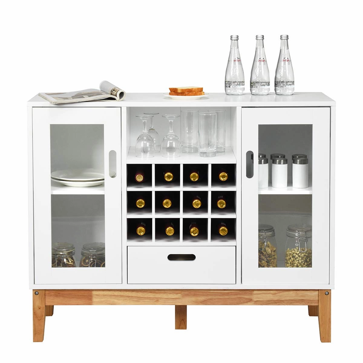 Giantex Buffet Sideboard, Wood Kitchen Server, Storage Cupboard