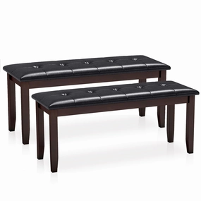 Giantex Button-Tufted Dining Bench, 45.5 PU Leather Upholstered Bench w/Loads 400 Lbs kitchen towel, placemats