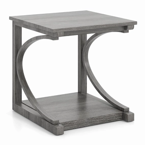 Giantex C-Shaped End Table, 24" Square Couch Table with Bottom Storage Shelf & Solid Rubber Wood Frame entry bench, mudroom storage