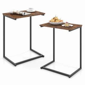 Giantex C Shaped End Table, 26.5" Slide-Under Couch Table for Laptop Coffee Snack entry bench, mudroom storage