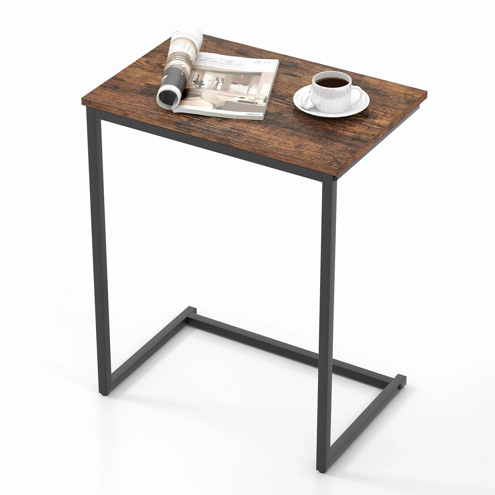 Giantex C Shaped End Table, 26.5" Slide-Under Couch Table for Laptop Coffee Snack