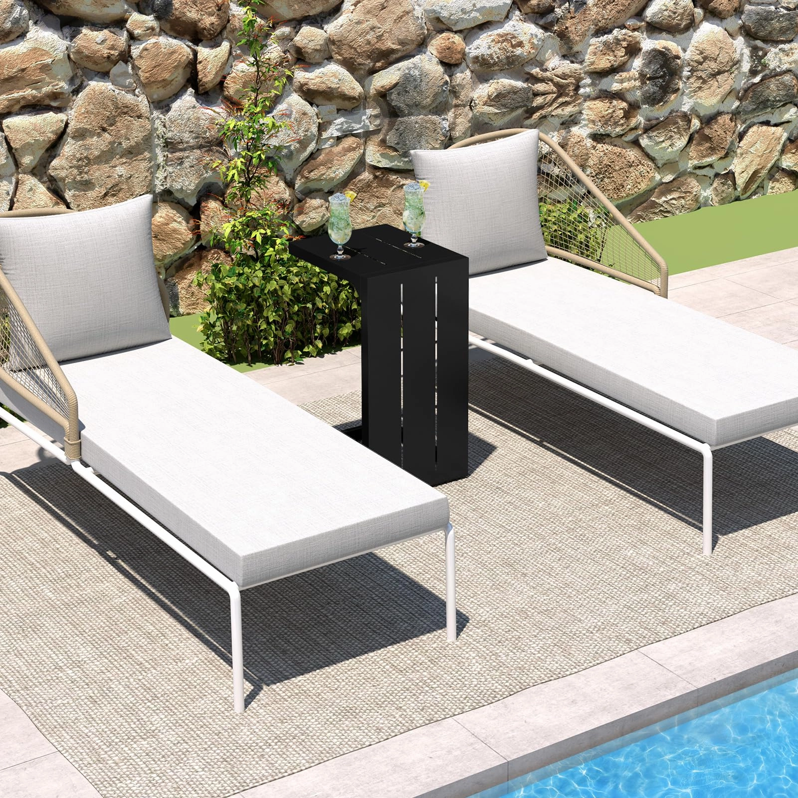 Giantex C-Shaped End Table with Adjustable Foot Pads