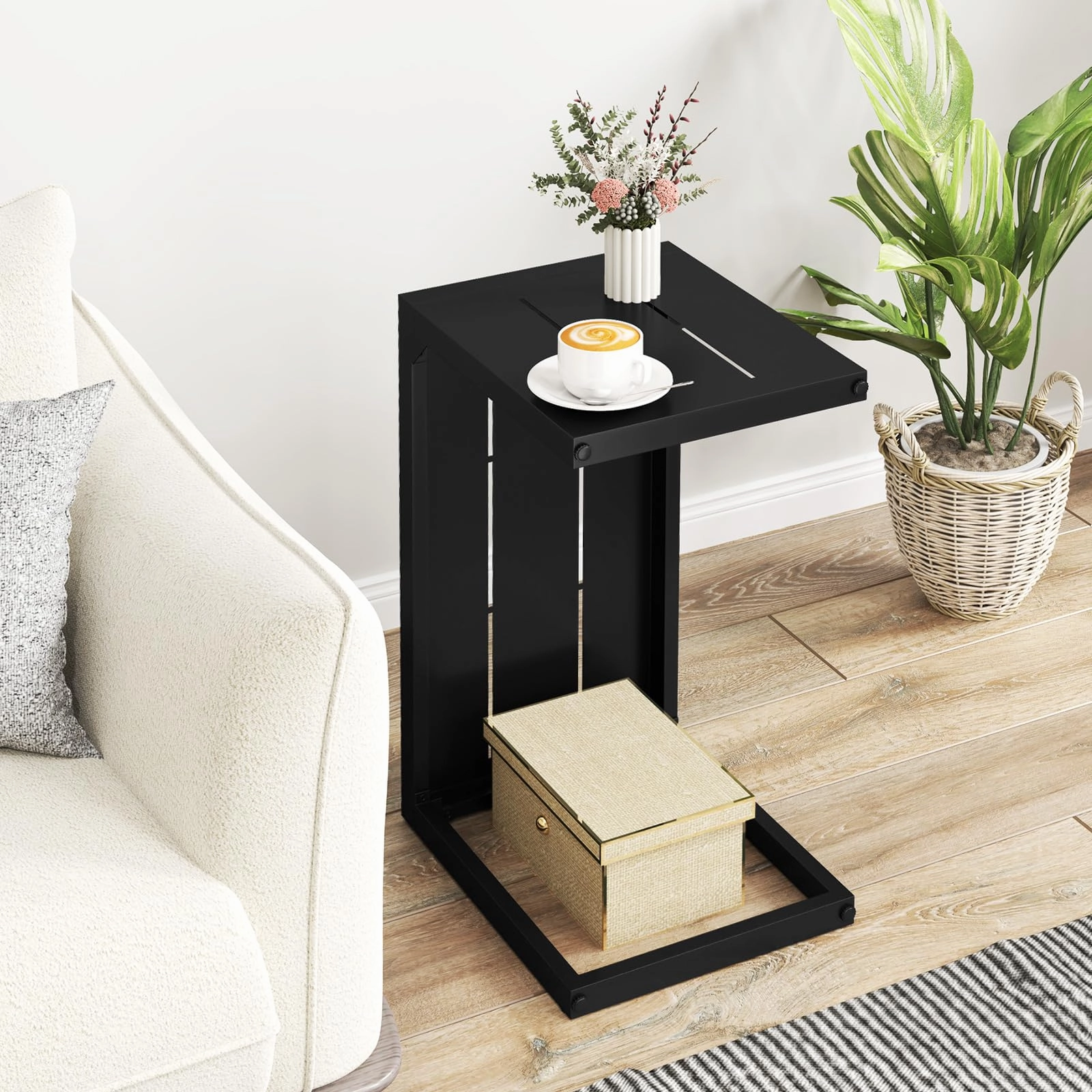Giantex C-Shaped End Table with Adjustable Foot Pads