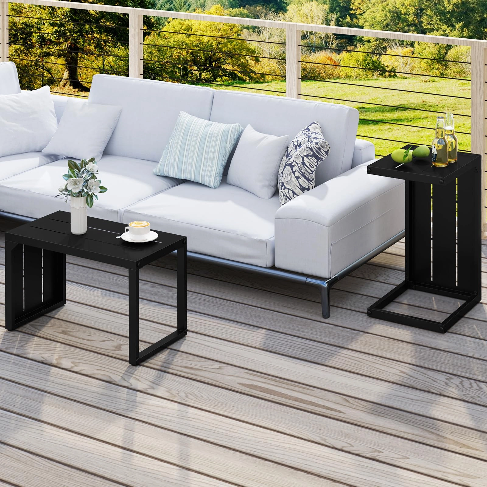 Giantex C-Shaped End Table with Adjustable Foot Pads