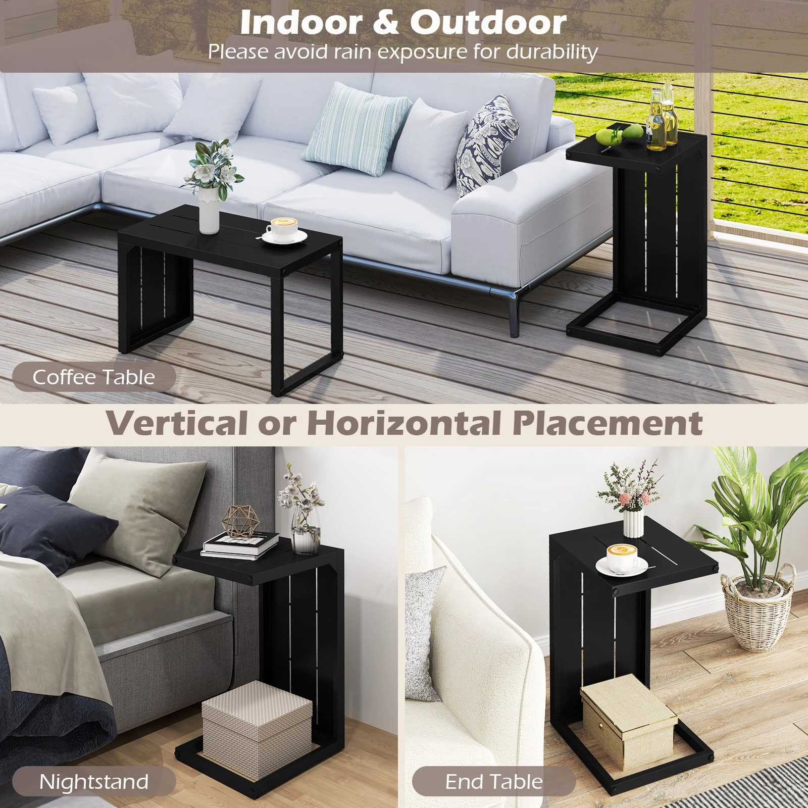 Giantex C-Shaped End Table with Adjustable Foot Pads