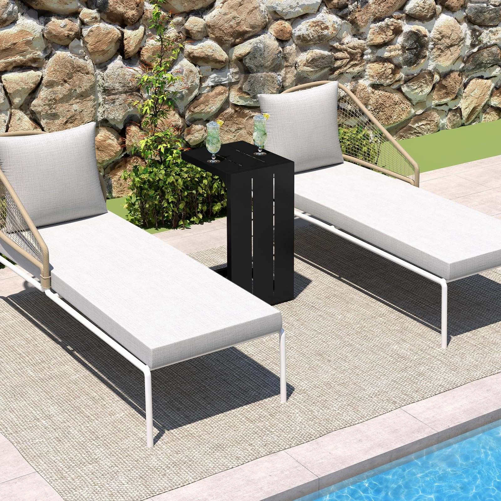 Giantex C-Shaped End Table with Adjustable Foot Pads