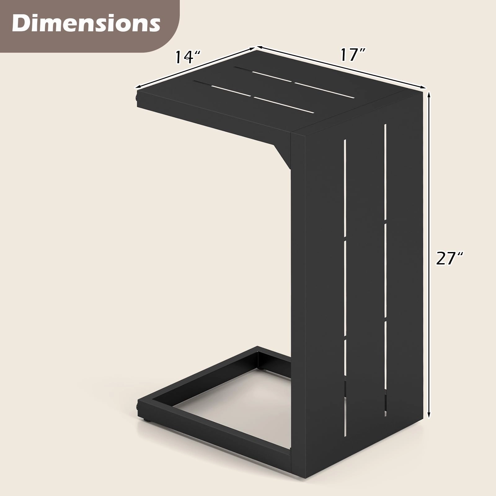 Giantex C-Shaped End Table with Adjustable Foot Pads