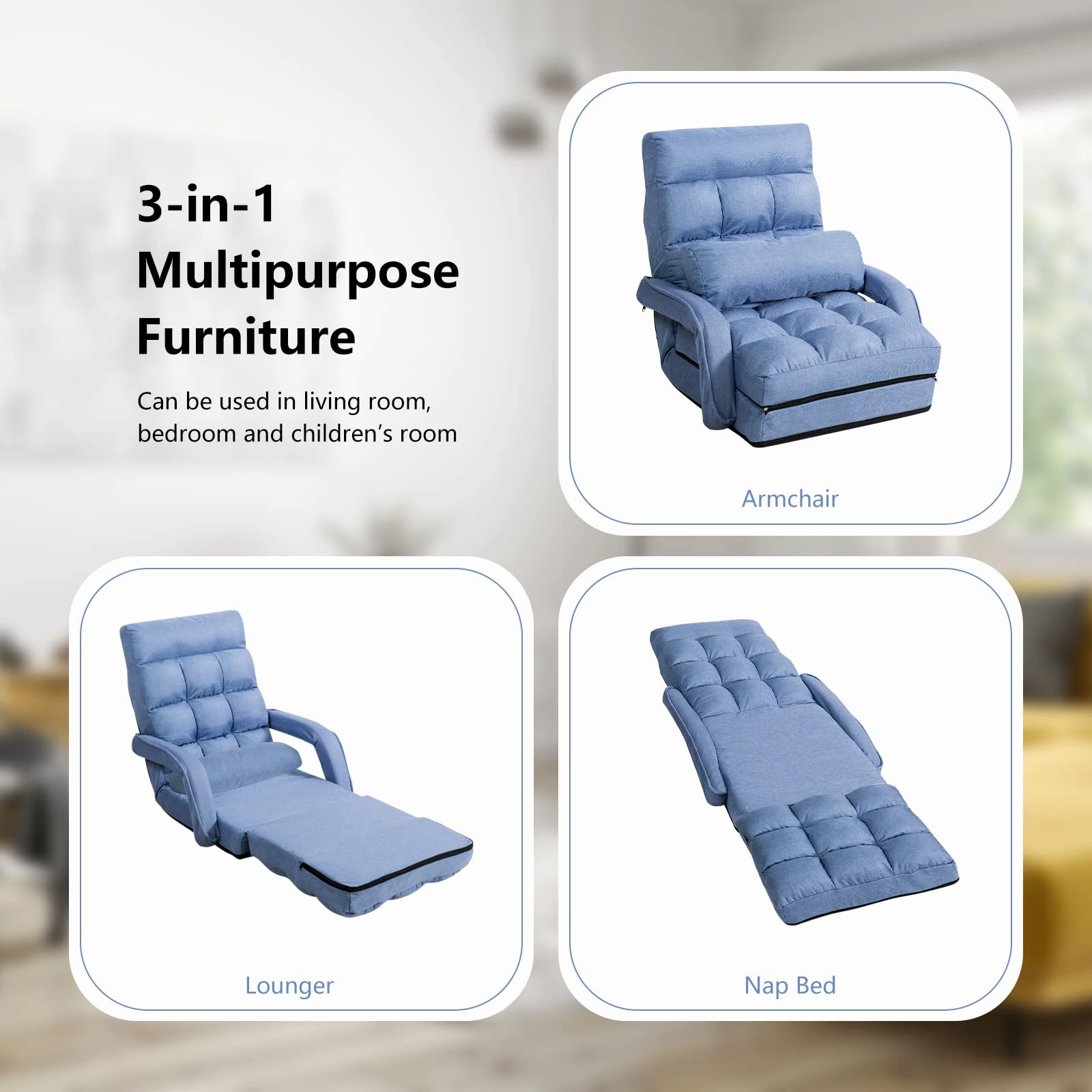 Giantex Chaise Lounge Chair Indoor Multipurpose Folding Armchair Couch Lounger