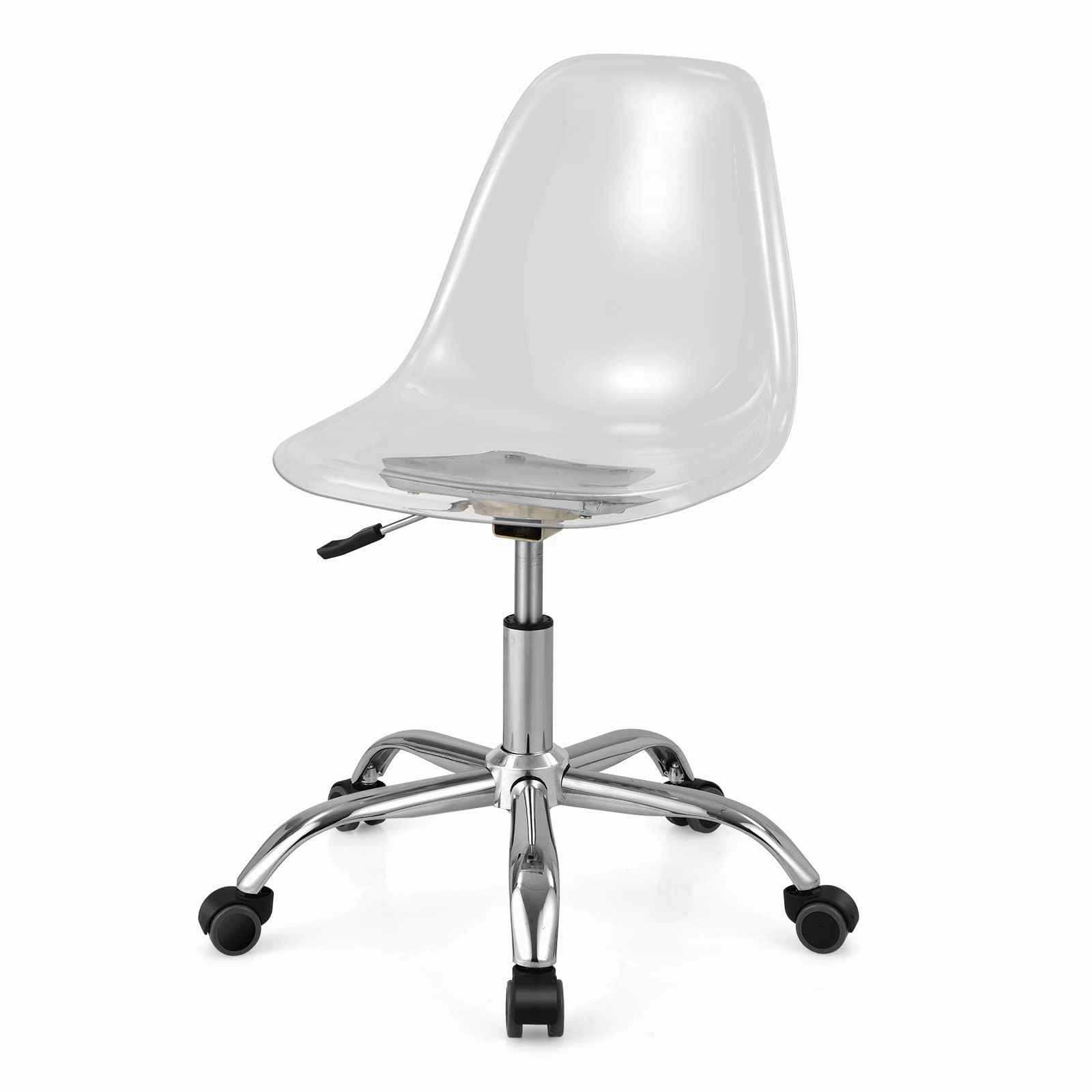 Giantex Clear Desk Chair, Acrylic Armless Office Rolling Chair, Height Adjustable Leisure Ghost Chair office supplies, stationery
