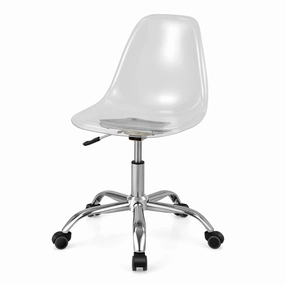 Giantex Clear Desk Chair, Acrylic Armless Office Rolling Chair, Height Adjustable Leisure Ghost Chair outdoor dining set, patio table