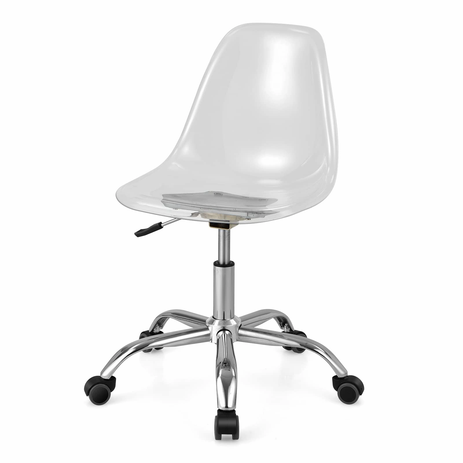 Giantex Clear Desk Chair, Acrylic Armless Office Rolling Chair, Height Adjustable Leisure Ghost Chair outdoor dining set, patio table