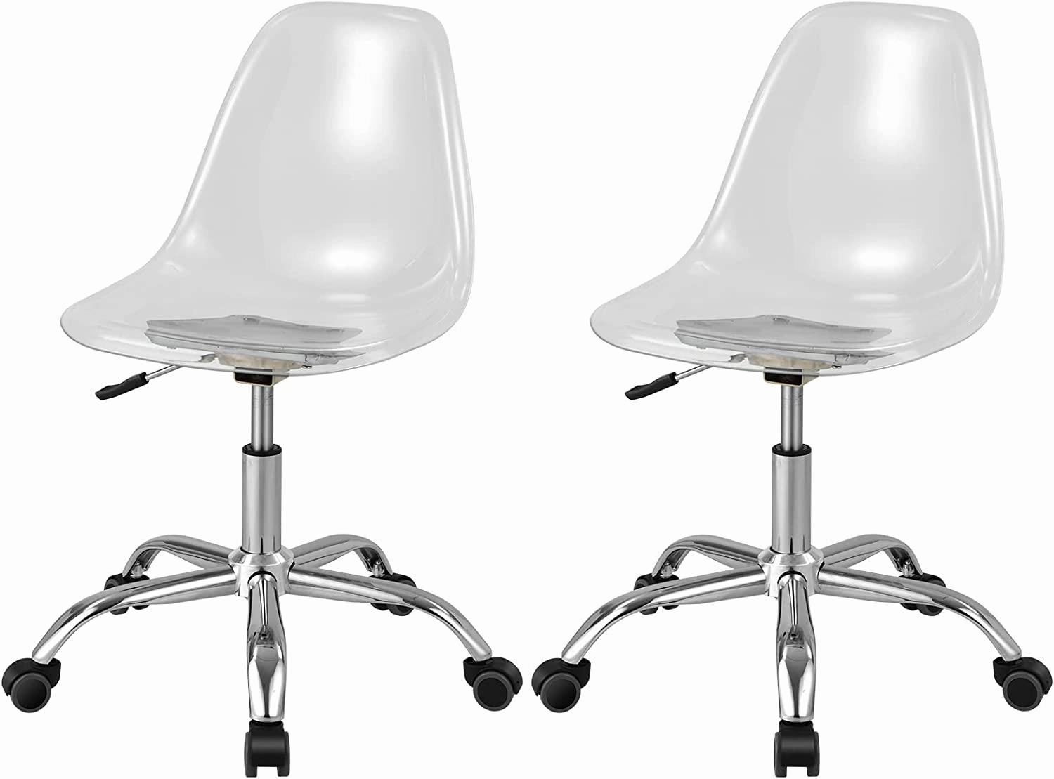 Giantex Clear Desk Chair, Acrylic Armless Office Rolling Chair, Height Adjustable Leisure Ghost Chair