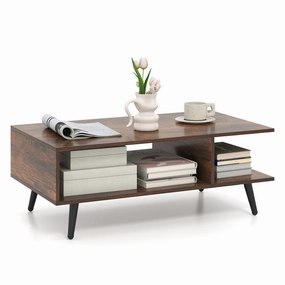 Giantex Coffee Table with Storage for Living Room throw pillow, fuzzy blanket
