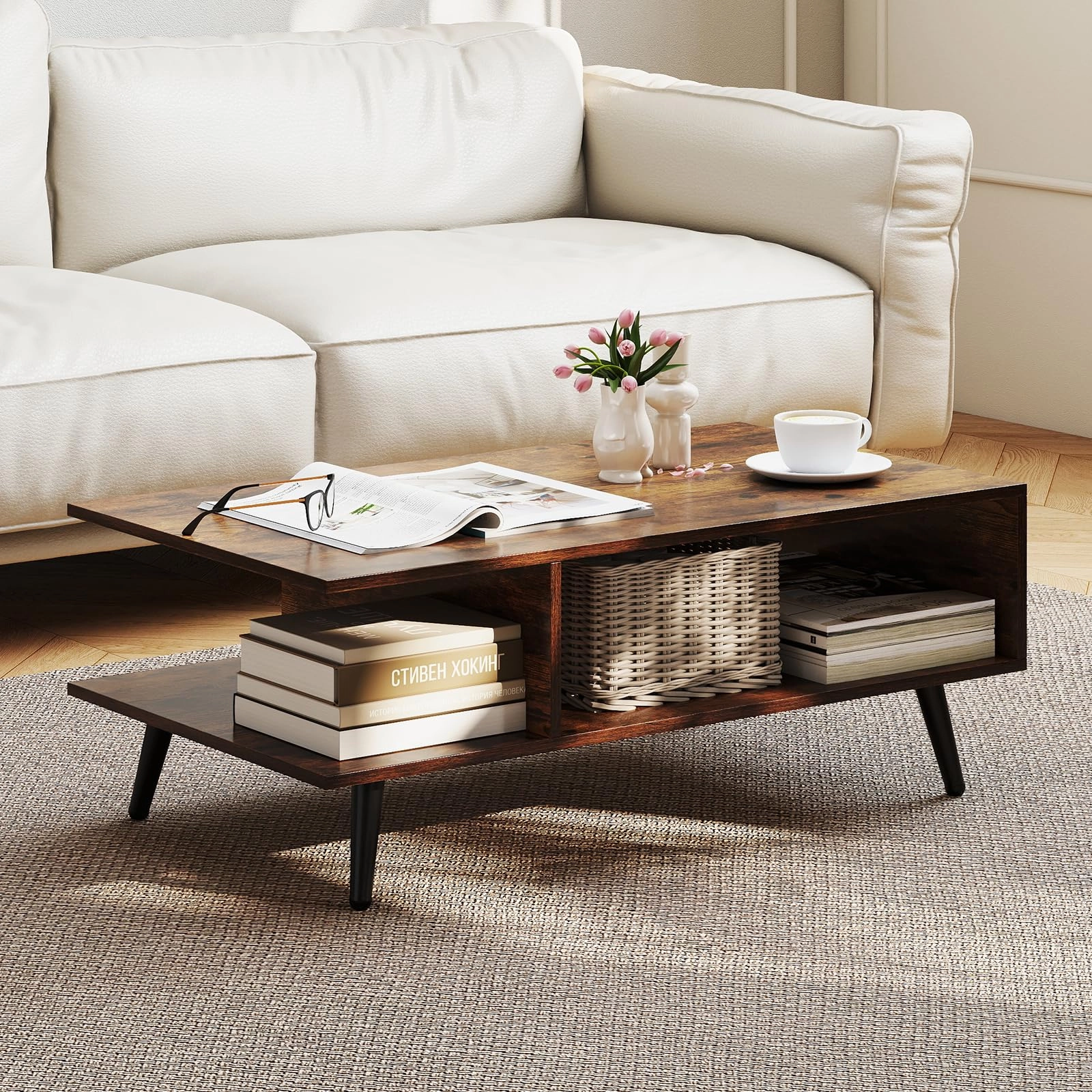 Giantex Coffee Table with Storage for Living Room