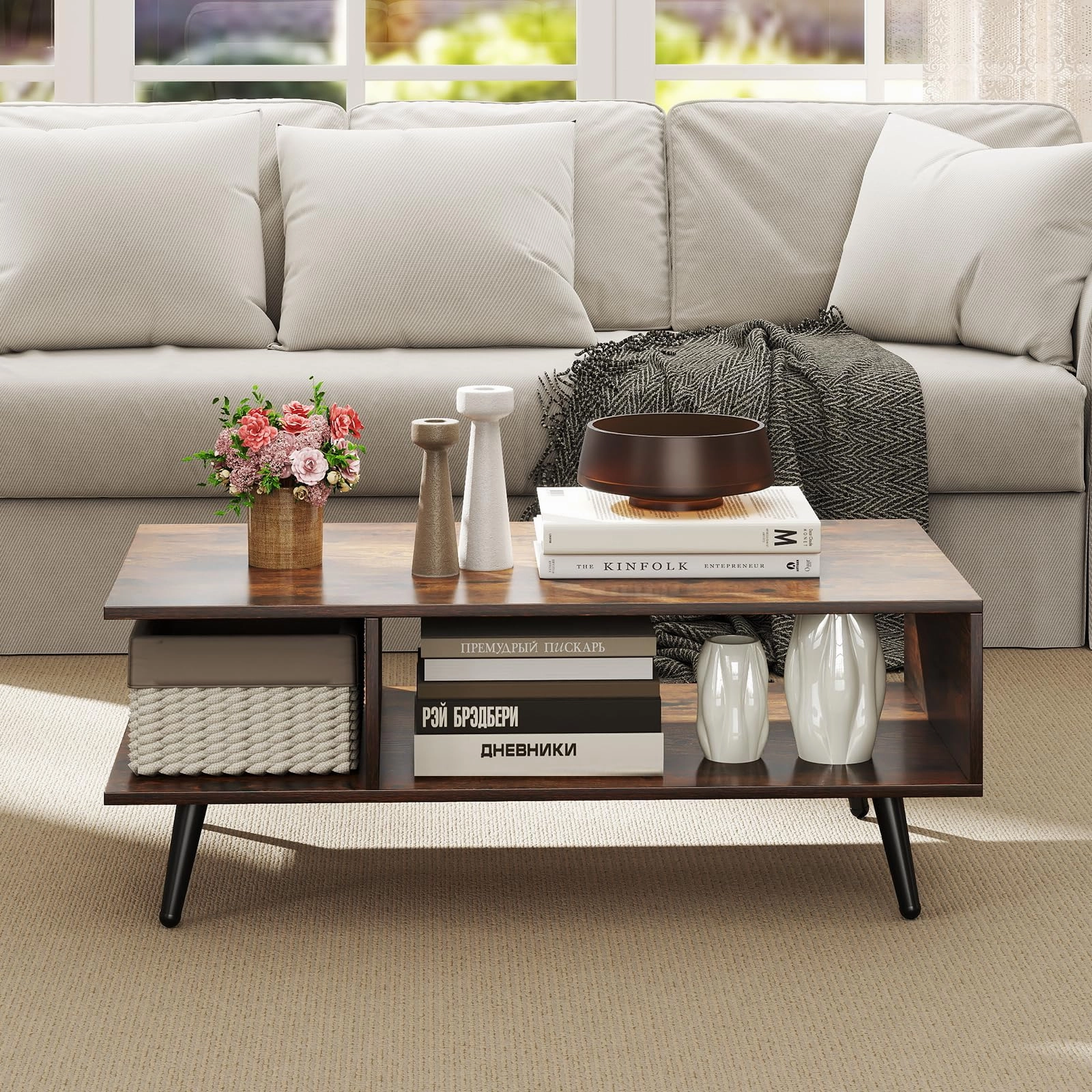 Giantex Coffee Table with Storage for Living Room