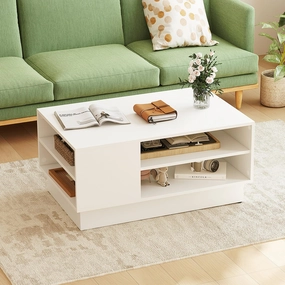 Giantex Coffee Table with Storage, Rectangle Accent Sofa Table with Shelf & Elevated Base console table, hallway table