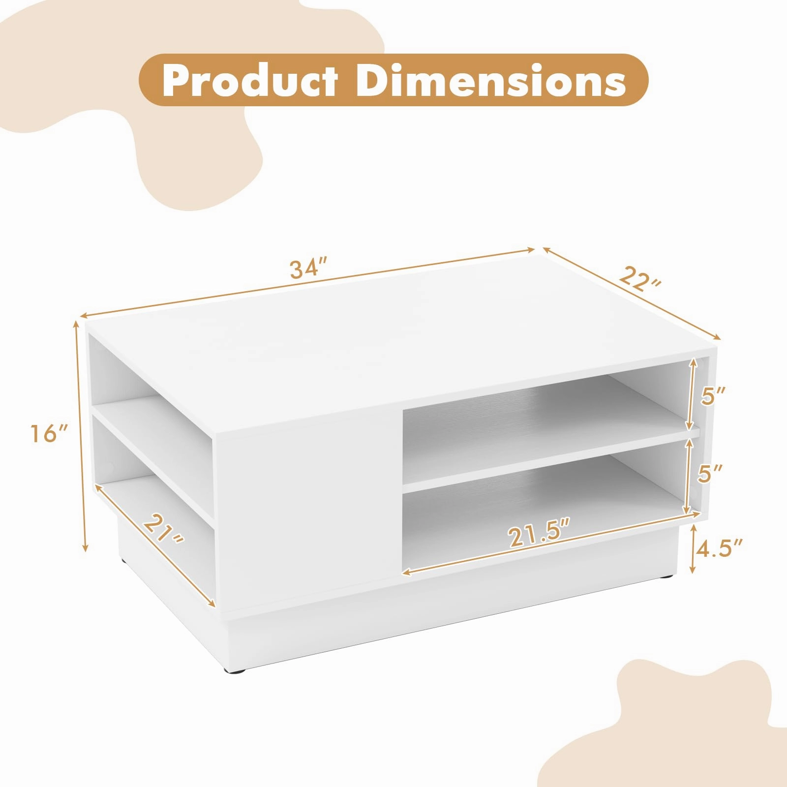 Giantex Coffee Table with Storage, Rectangle Accent Sofa Table with Shelf & Elevated Base