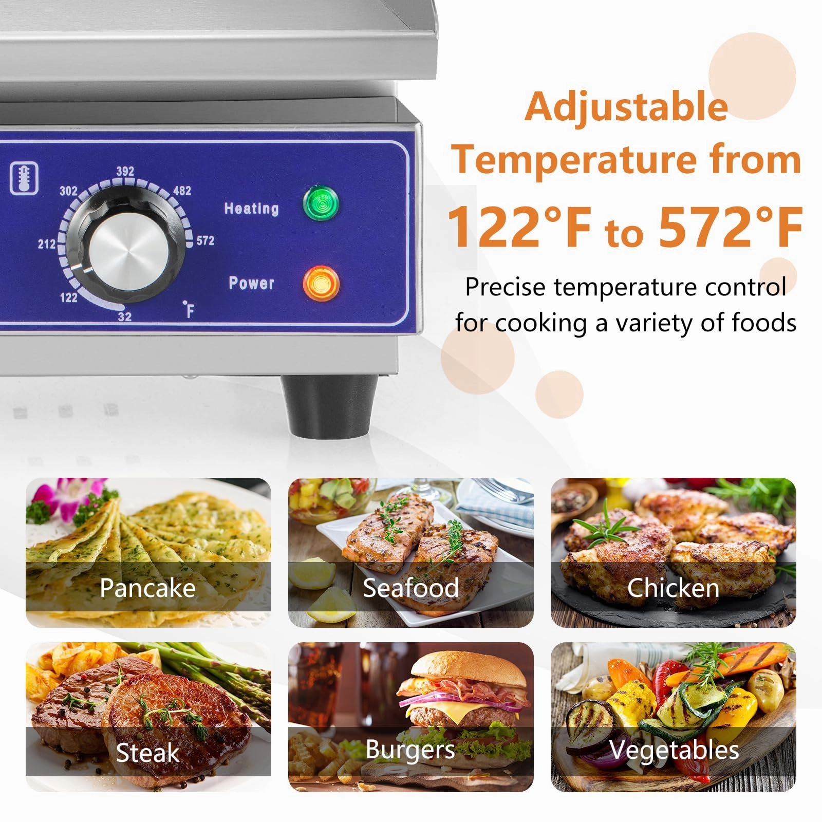 Giantex Commercial Griddle, 22" Electric Griddle 2000W, Cast Iron Griddle, Stainless Steel Frame