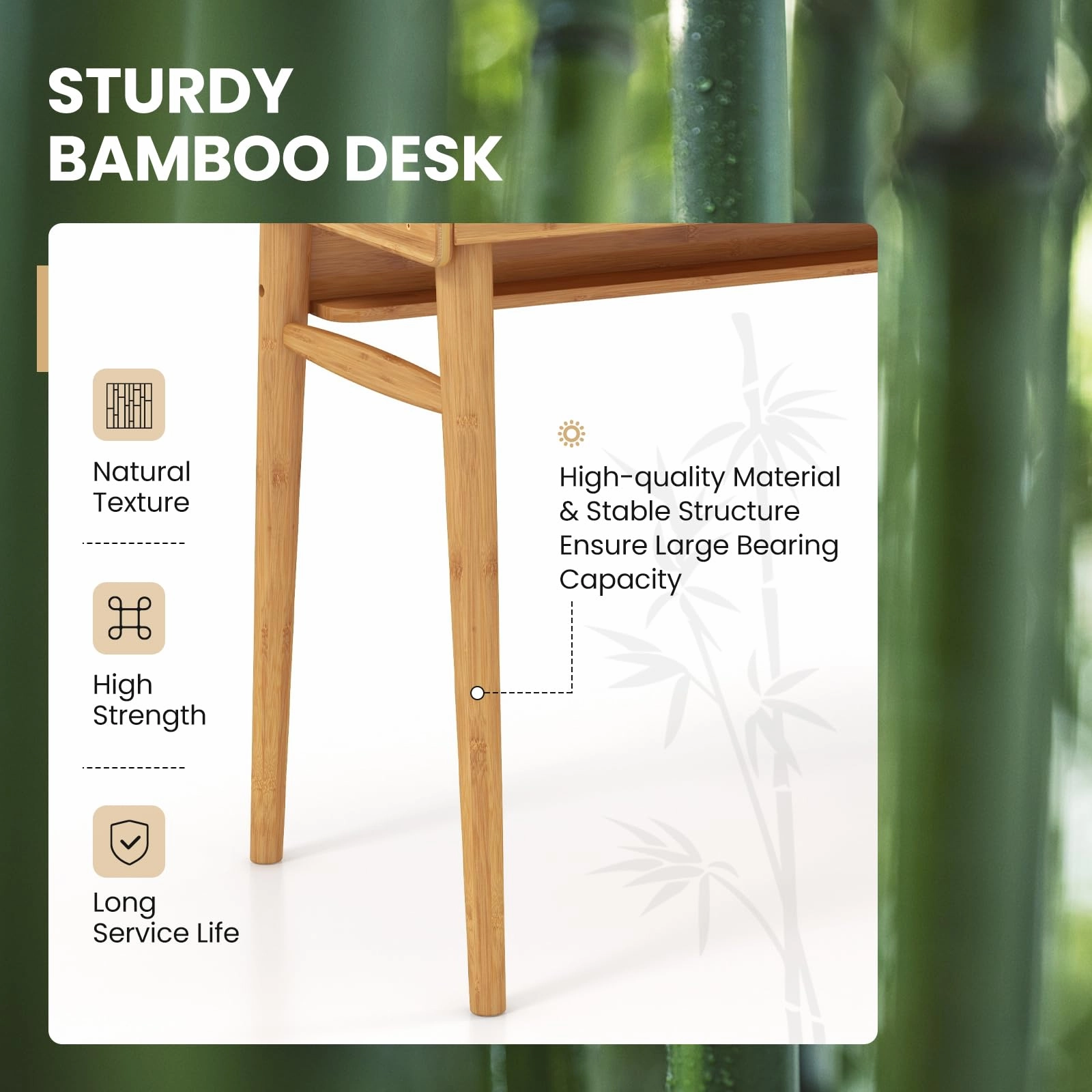 Giantex Computer Desk, 39.5" Bamboo Home Office Desk