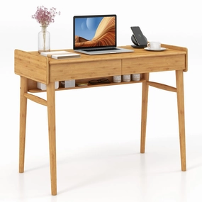 Giantex Computer Desk, 39.5" Bamboo Home Office Desk patio decor, garden accessories