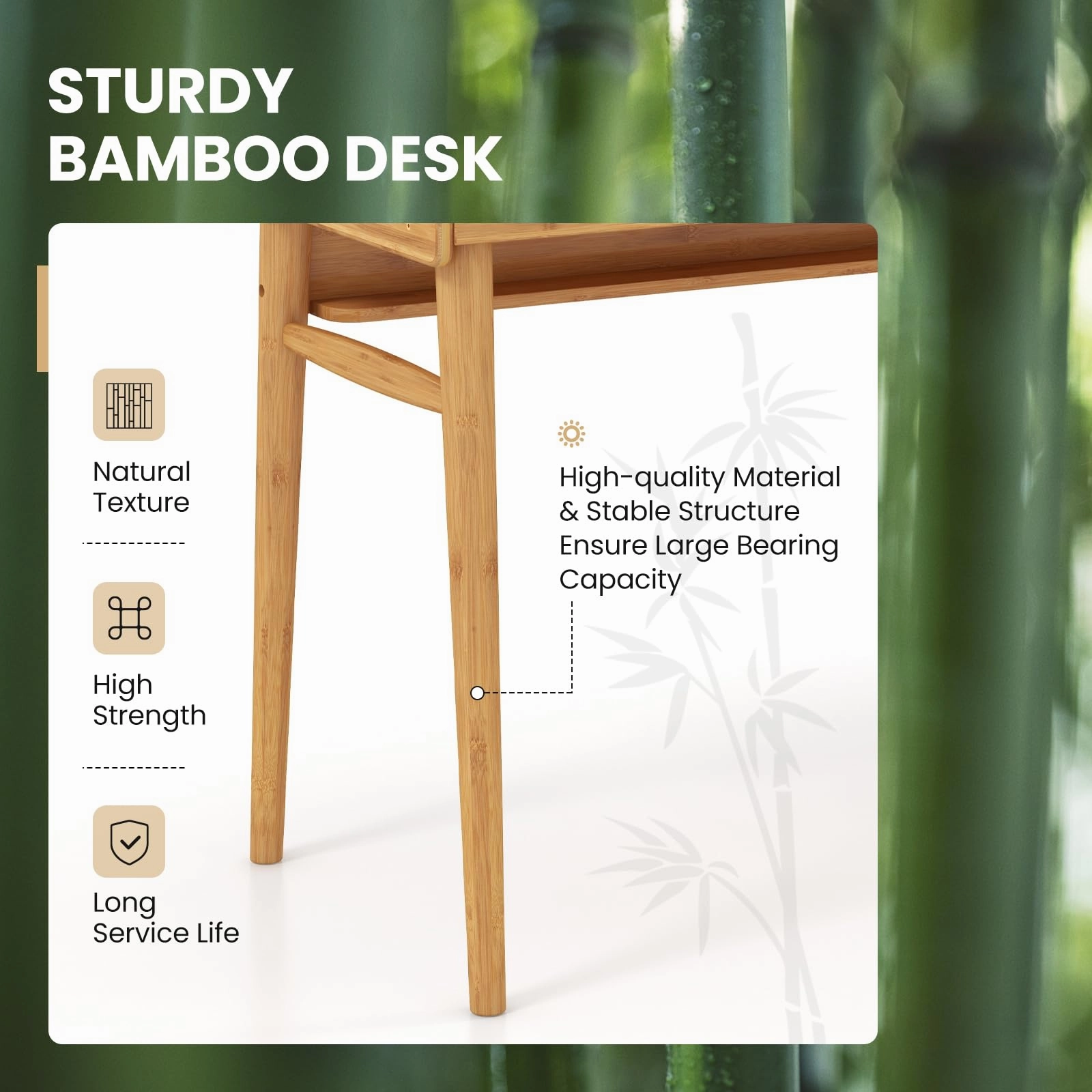 Giantex Computer Desk, 39.5" Bamboo Home Office Desk