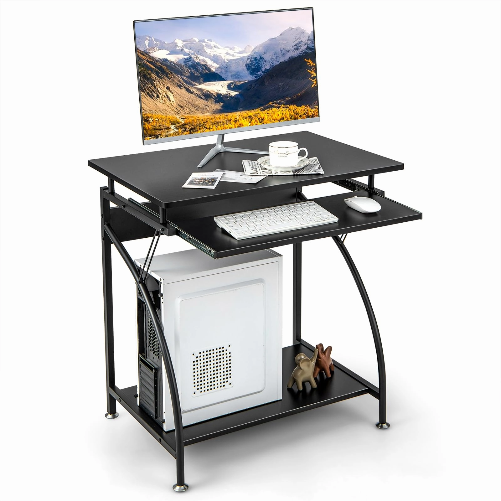 Giantex Computer Desk for Small Spaces, 27.5" Laptop Table with Pull-Out Keyboard Tray & Bottom Storage Shelf patio decor, garden accessories