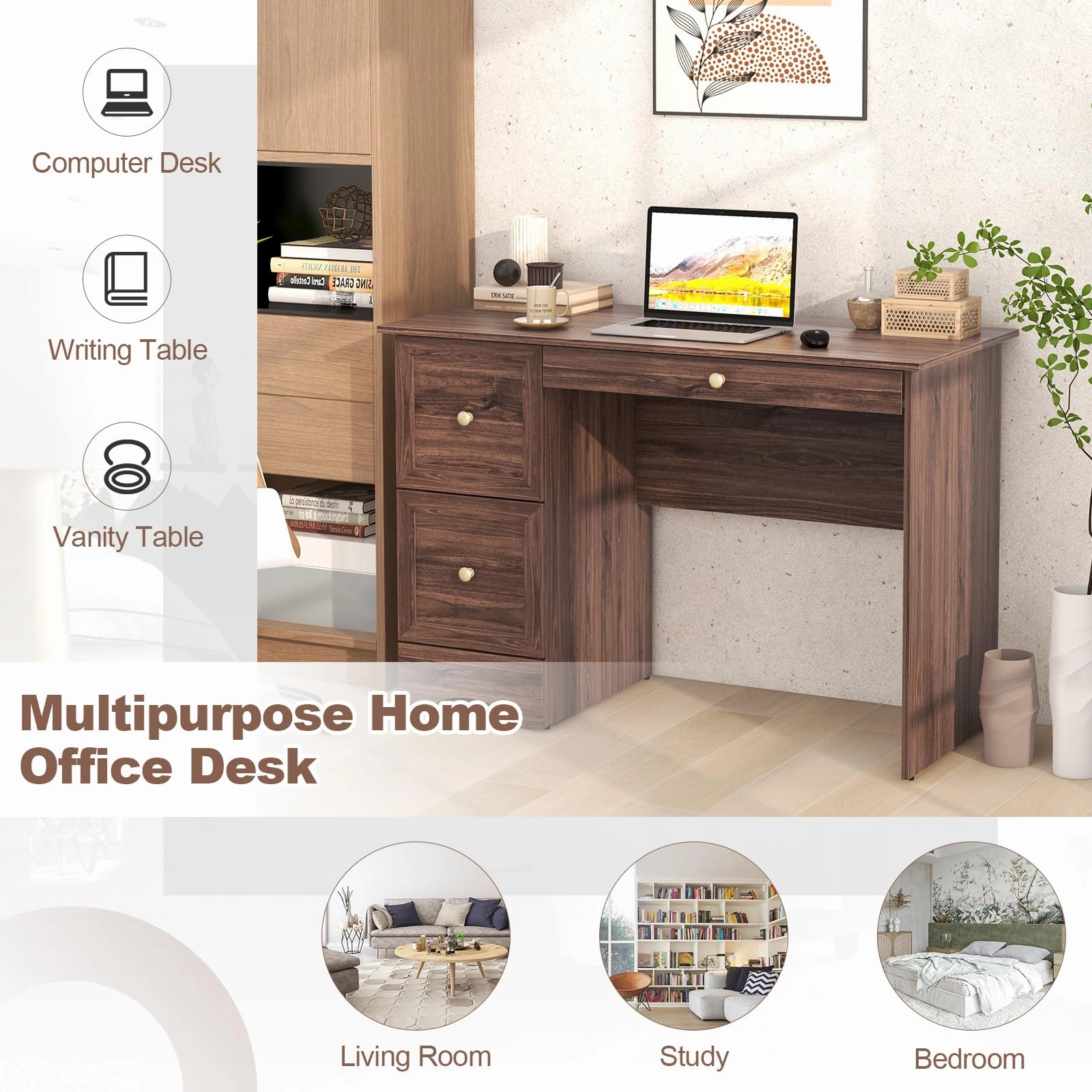 Giantex Computer Desk with 2 Drawers