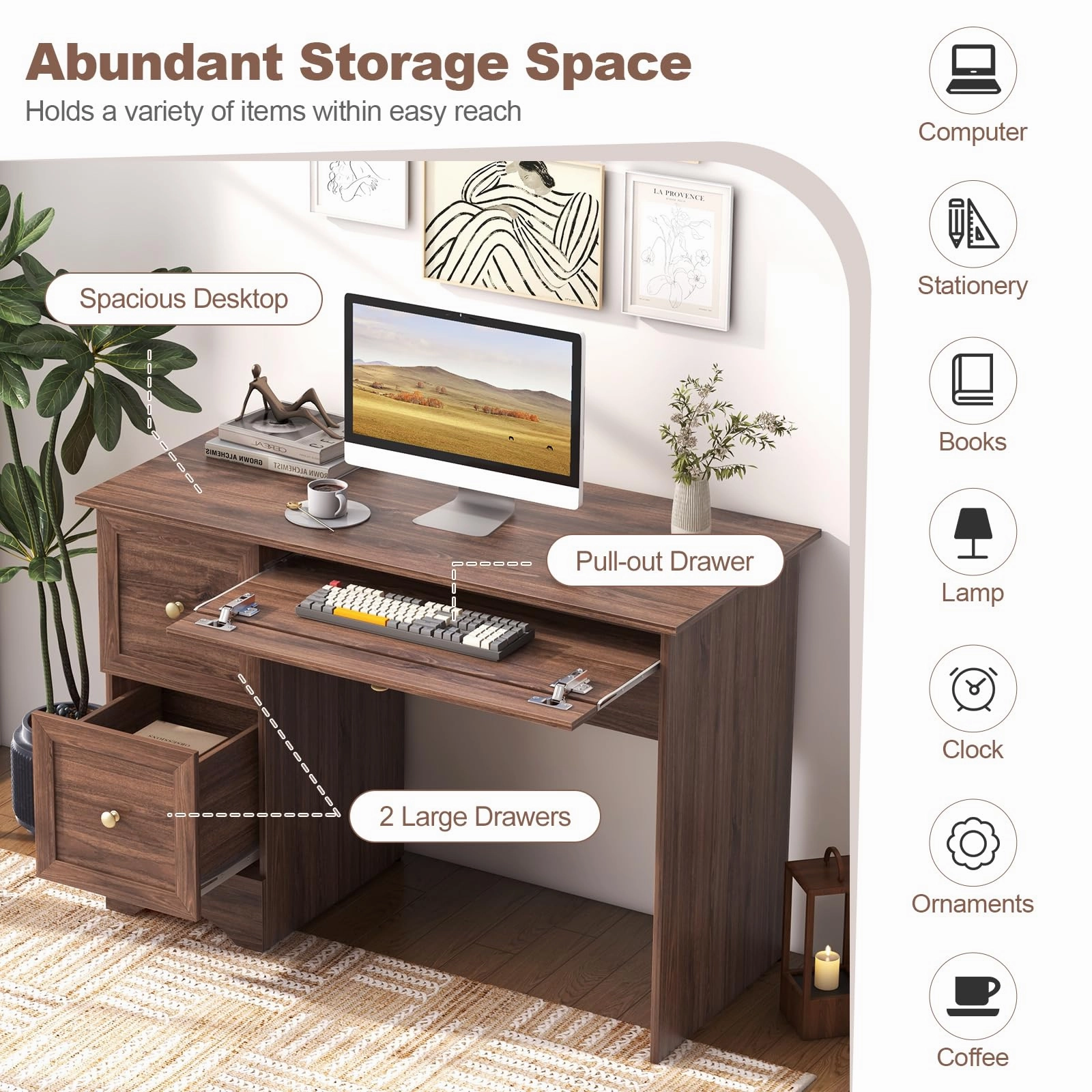 Giantex Computer Desk with 2 Drawers