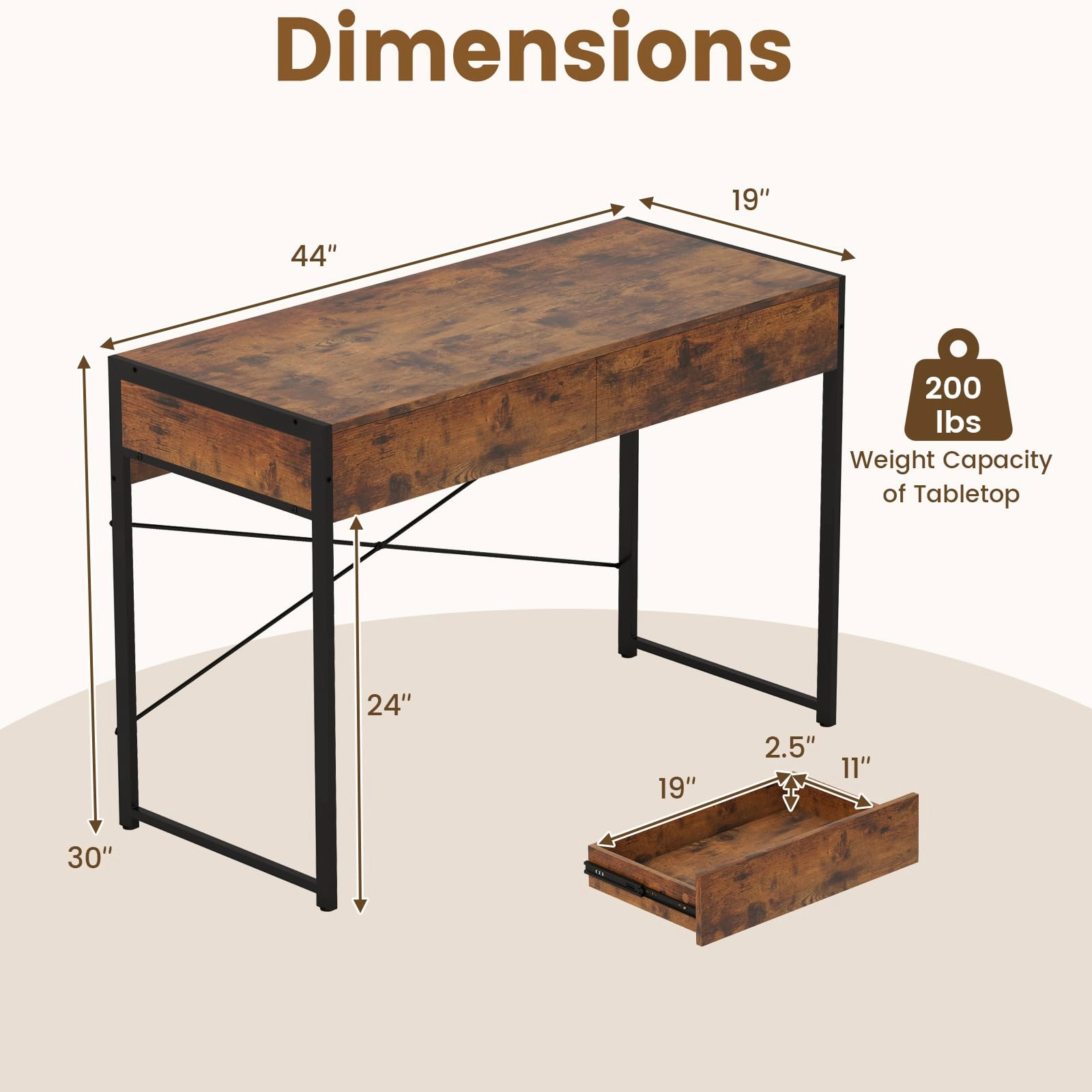 Giantex Computer Desk with 2 Drawers for Small Spaces