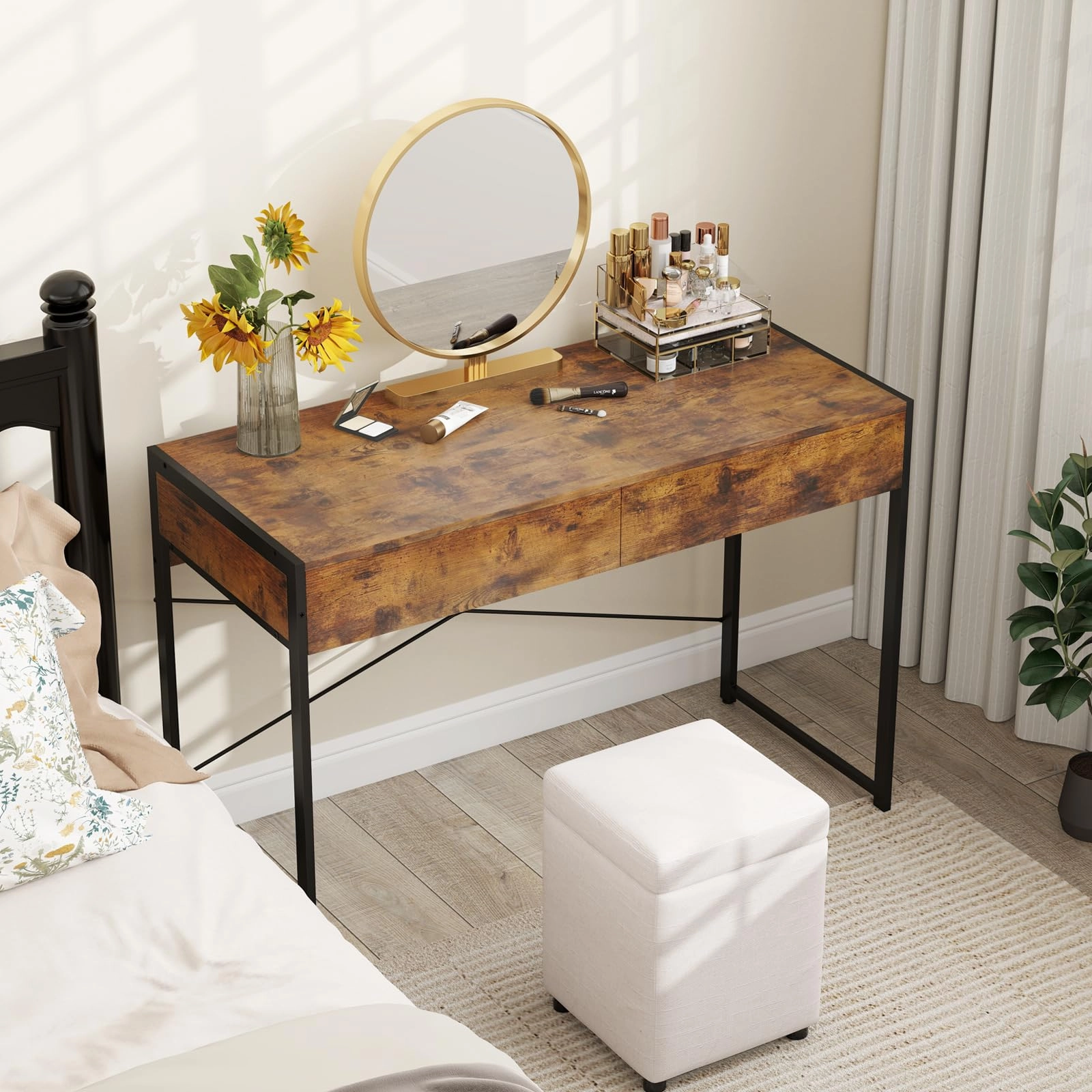Giantex Computer Desk with 2 Drawers for Small Spaces