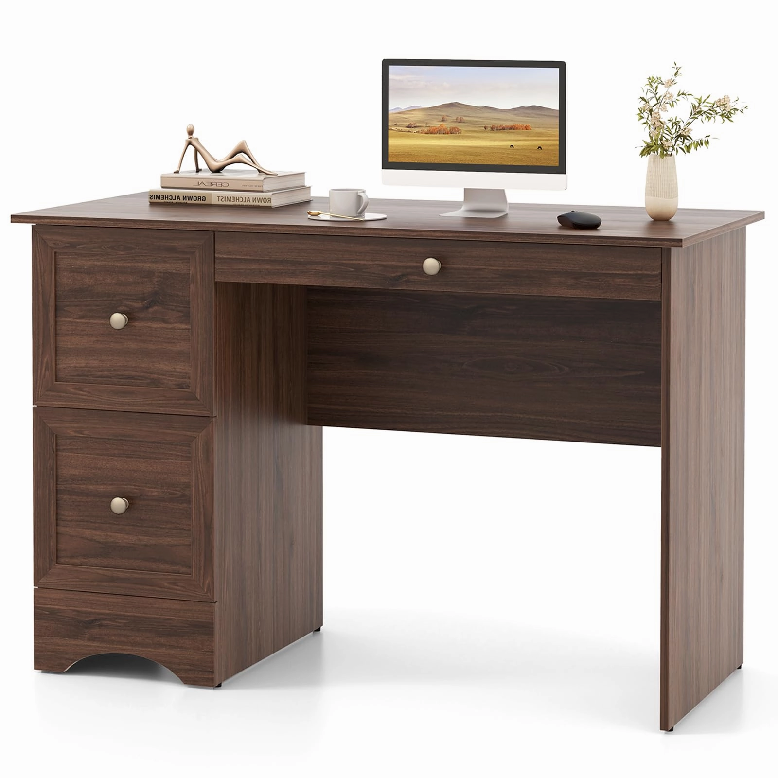 Giantex Computer Desk with 2 Drawers patio decor, garden accessories
