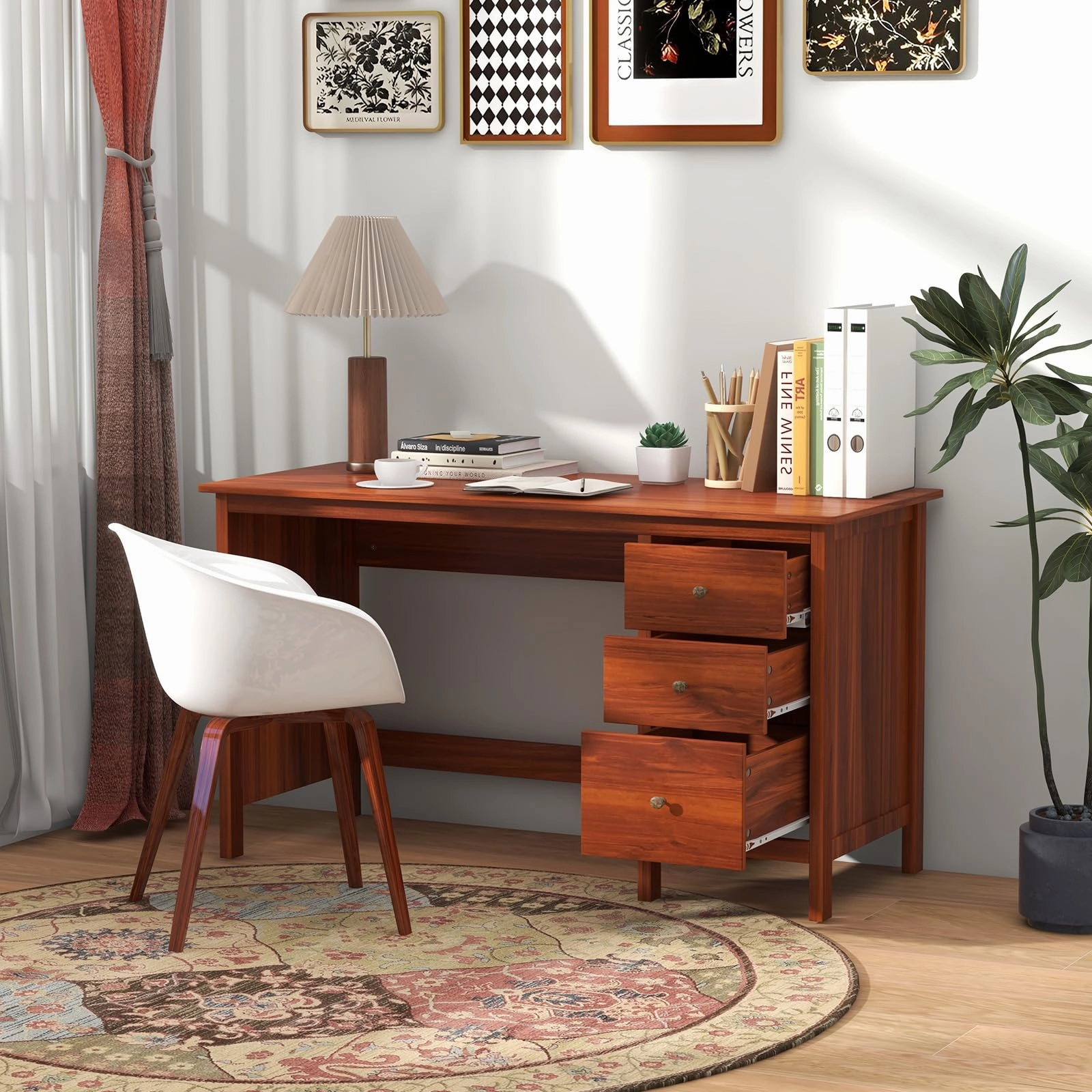 Giantex Computer Desk with 3 Storage Drawers