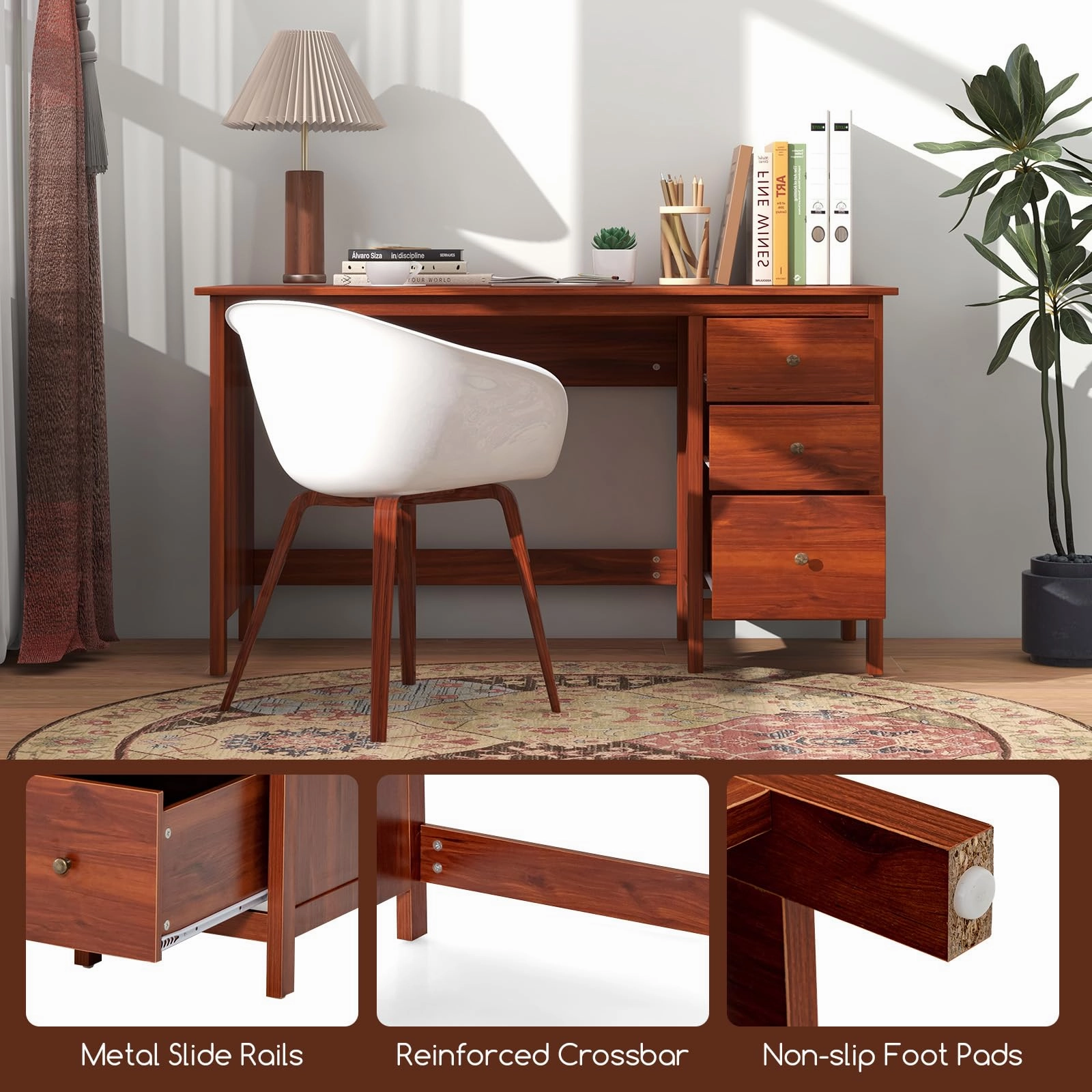 Giantex Computer Desk with 3 Storage Drawers