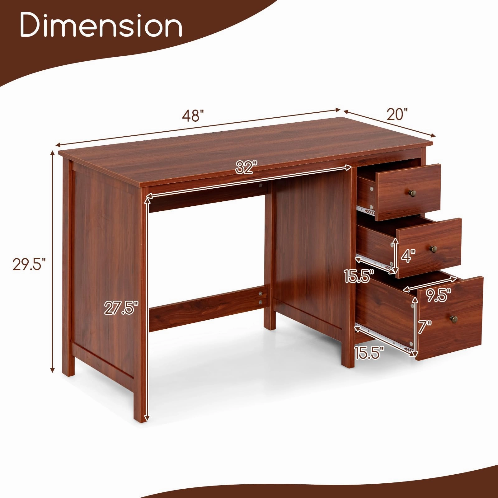 Giantex Computer Desk with 3 Storage Drawers