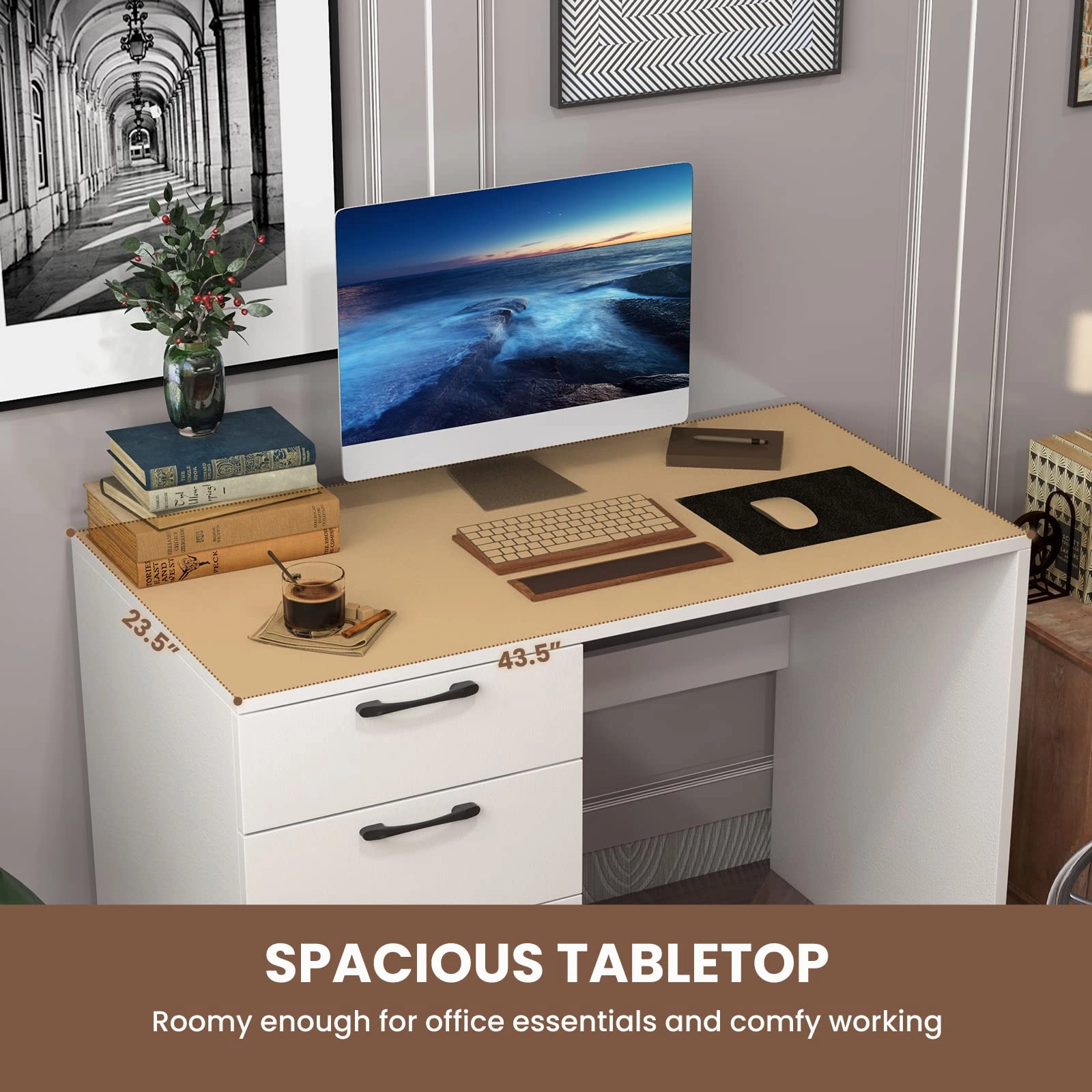 Giantex Computer Desk with 4 Large Drawers